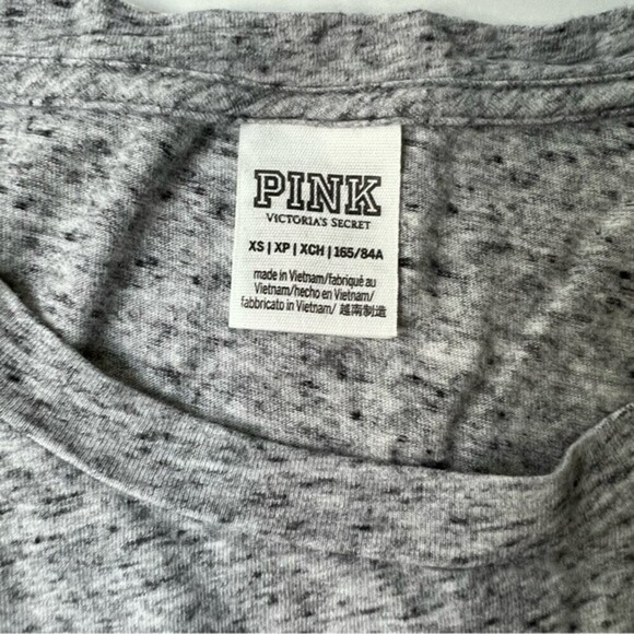 PINK logo crop t shirt in gray and light pink size xs - Picture 4 of 7